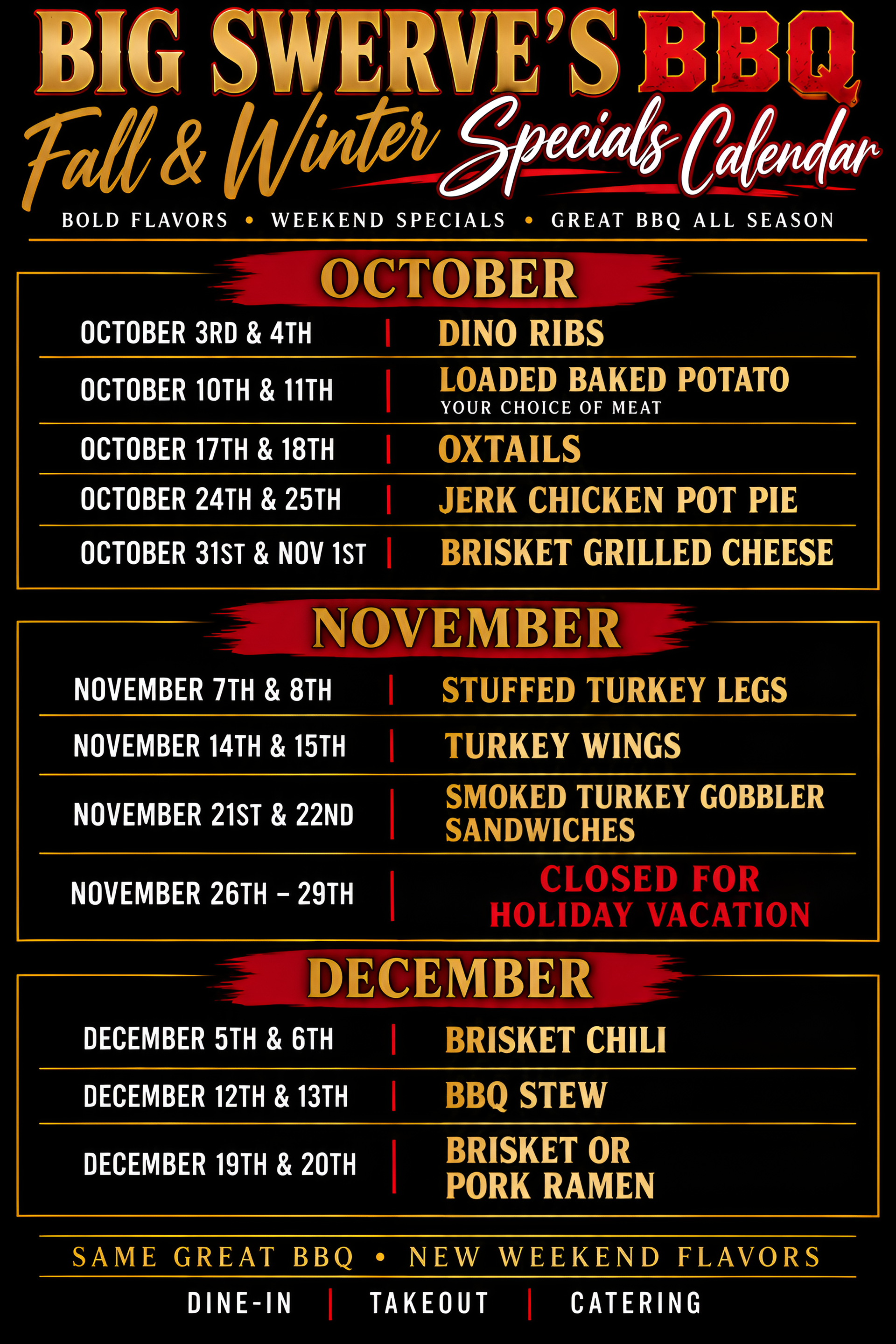 Fall & Winter BBQ Specials