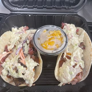 2 Pulled Pork Tacos or Sliders with Small Side